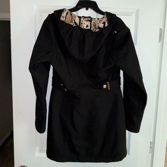 NewVia Spiga Black Fitted Animal Pattern Rain Coat Jacket with Zipper - Size M 🖤 - Picture 8 of 16